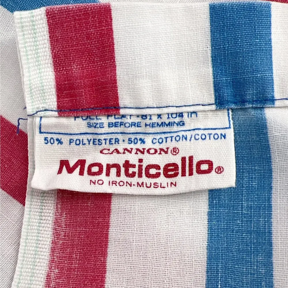 70s striped full flat sheet Cannon Monticello 1970s vintage